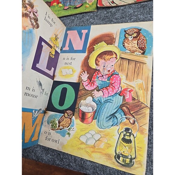 Merrill Co. Vintage Nursery Rhymes Book Lot of 3 Linen Children's Book - Picture 4 of 14